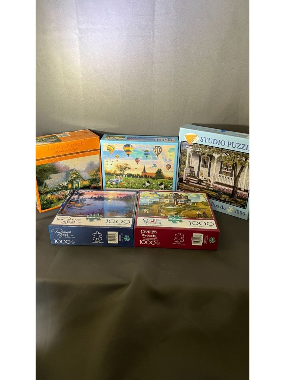 Thomas Kinkade Puzzle Lot Of 5 Featuring Buffalo & UBeesize